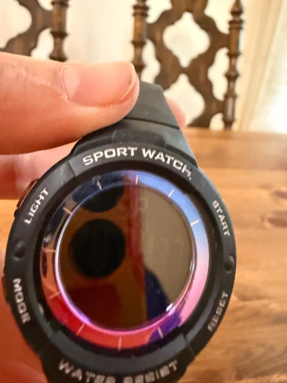 Black Digital Sport Watch with Pink Accent